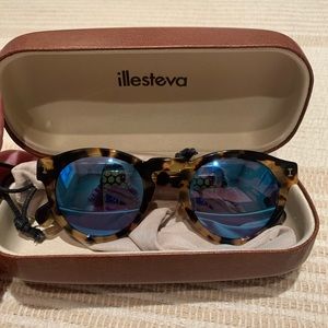 Illesteva Womens Leonard Mirrored Round Sunglasses